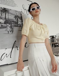 Elegant Tie Ribbon Short Sleeve Top