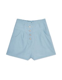 High Waist Button Denim Shorts