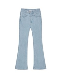 Double Button Stitched Denim Jeans Flare Pants