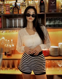 Knit Striped Elasticated Shorts