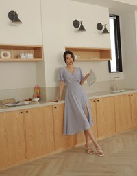 Elegant Diagonal Button Slit Maxi Dress