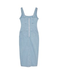 Très Chic Denim Jeans Slit Maxi Dress