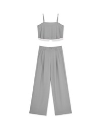 Thin Strap Pleated Cami Top Suit Pants Set