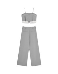 Thin Strap Pleated Cami Top Suit Pants Set