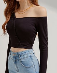 One-Shoulder Long Sleeved Top (with padding)