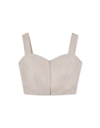 Peach Suede Wide Shoulder Zipper Vest (with padding)
