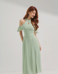 Cheongsam Collar Off Shoulder Slit Dress