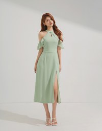 Cheongsam Collar Off Shoulder Slit Dress