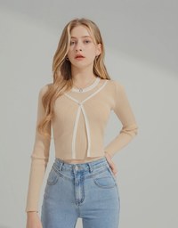 Two-piece Contrast Knit Top