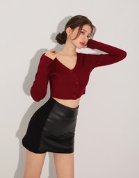 Skewed Buttoned Knit Top