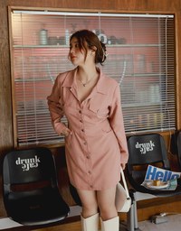 Edgy Smart Suede Buttoned Mini Dress