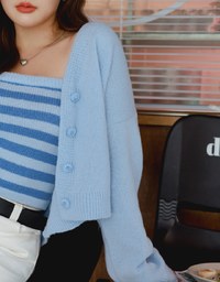 Set Wear With Knit Tube Top & Cardigan
