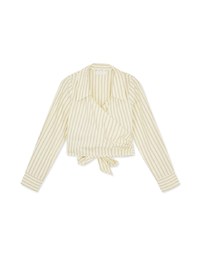 Striped Lapel Straped Long Sleeve Blouse Shirt