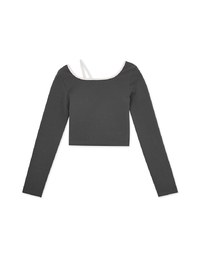 Contrast Color Irregular Crop Top