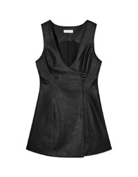 Buttoned Vest Mini Faux Leather Dress