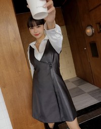 Buttoned Vest Mini Faux Leather Dress
