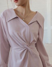 Elegant Open Collar Twisted Mini Dress