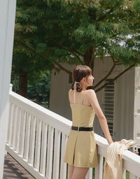 【MEIGO's Design】Thin Strap Pleated Mini Dress (With Belt)