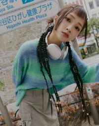 【SHIUAN'S DESIGN】Colorful Two Tone Loose Knit Top