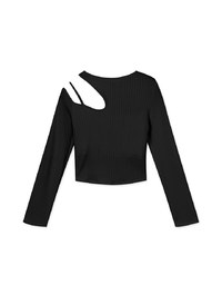 One-shoulder Hollow Knit Top (with padding)