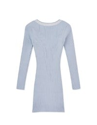 Square Neck Knit Bodycon Wrap Mini Dress