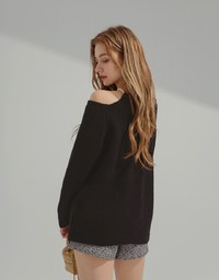 Pearl Chain Off Shoulder Knitted Dress