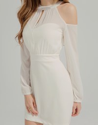 Sheer Cut Out Shoulder Mini Bra Padded Dress