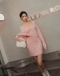 Mixed Color  Tweed Knit Suit Set