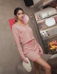 Mixed Color  Tweed Knit Suit Set