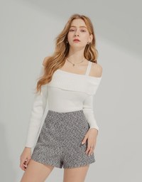 Off Shoulder Knit Top With Straps