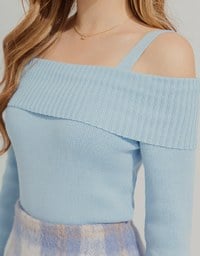 Off Shoulder Knit Top With Straps