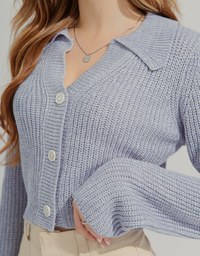 Lapel Mixed Knittted Top