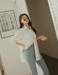 Anti-Wrinkle Iron Free Loose Long Blouse Shirt