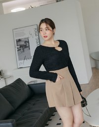 2WAY Gold Chain Hollow Wool Top