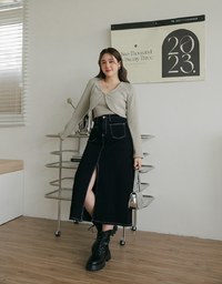 Two Piece Silver Button Knit Top