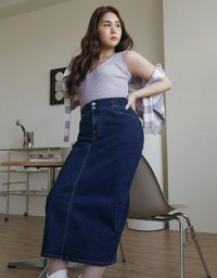 Mermaid Waistline Slit Denim Jeans Maxi Long Skirt