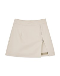 Leather Zipper Slit Skirt
