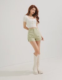 Solid Color High Waisted Shorts