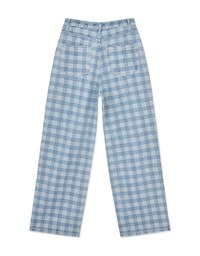 Checkerboard Denim Jeans Wide Pants