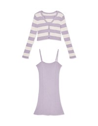 Two-Piece Wide Striped Knit Mini Dress