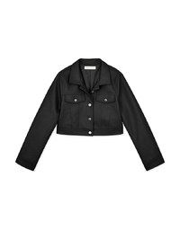 Matte Faux Leather Cropped Blazer Jacket