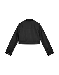 Matte Faux Leather Cropped Blazer Jacket