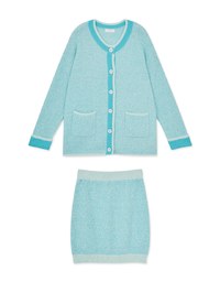 Preppy Knit Cardigan Jacket and Knit Skirt Set