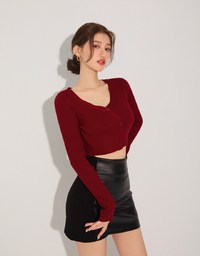Skewed Buttoned Ribbed Top