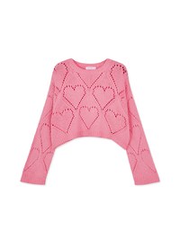 Heart Shaped Eyelet Knit Sweater