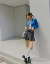 【SHIUAN'S DESIGN】Classic Pleated Mini Skirt (With Belt)