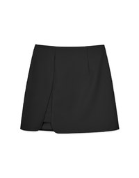 Basic Slit Faux Leather Skirt
