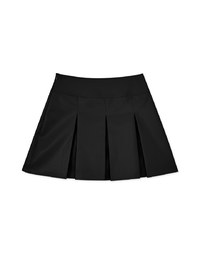 Stylish Faux Leather Wide Pleated Skirt