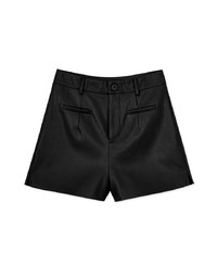 Stylish Faux Leather Wide Hem Shorts