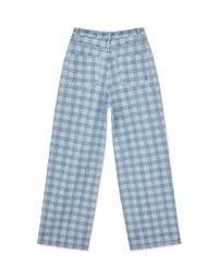 Checkerboard Denim Jeans Wide Pants